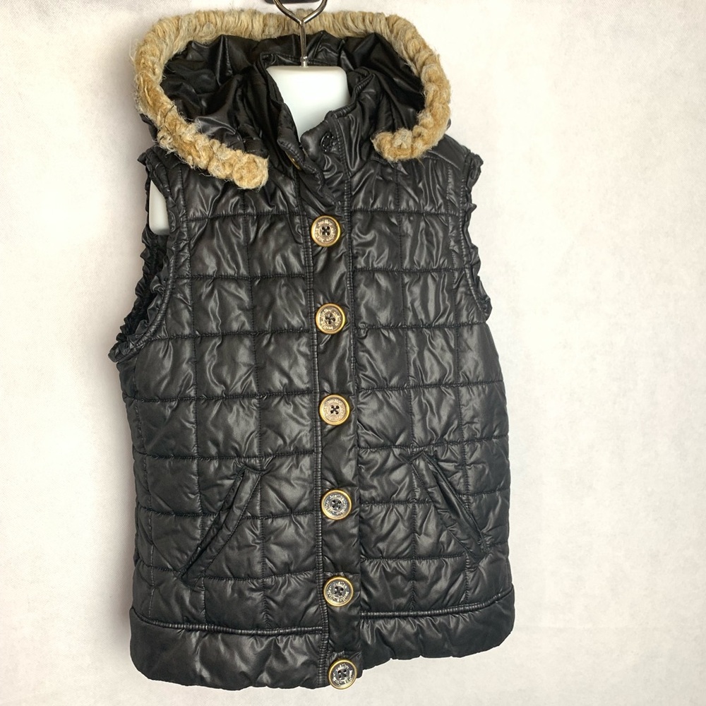 Justice faux fur trimmed Hooded Vest Size 16